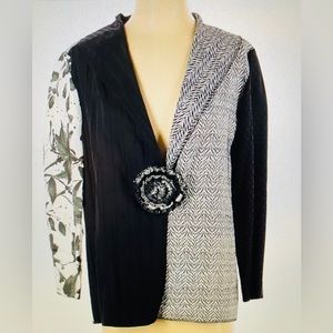 Cameleon Floral Patchwork Blazer Jacket Black grey Art to Wear women size S EUC
